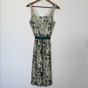 JS Collections Embroidered Floral Mesh Midi Dress Ivory Multi Size 6 NWT